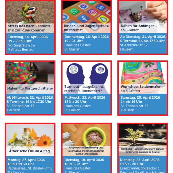 Kurse vom 14.04.-28.04.2026