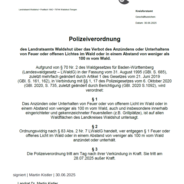 Feuerverbot im Wald